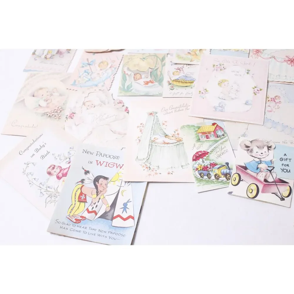 1950s 60s New Baby Greeting Card Lot Scrapbooking Collectible ~ 260612-WH 1111